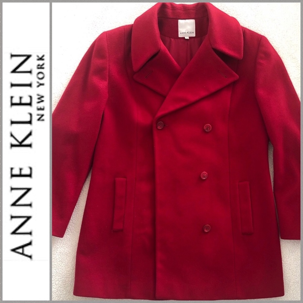 ANNE KLEIN Double-Breasted Wool Peacoat